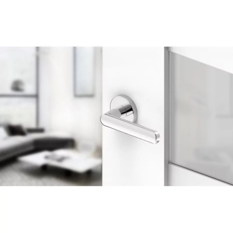 Klamka Icona R Slim chrom błyszczący na rozecie okrągłej Corona