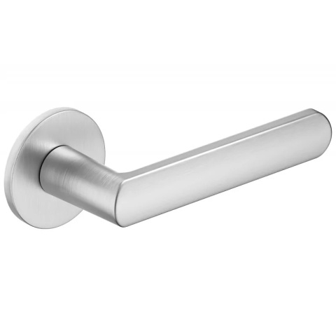 Klamka Icona R Slim chrom szczotkowany na rozecie okrągłej Corona