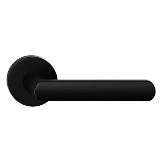 Klamka Icona R Slim czarna na rozecie okrągłej Corona