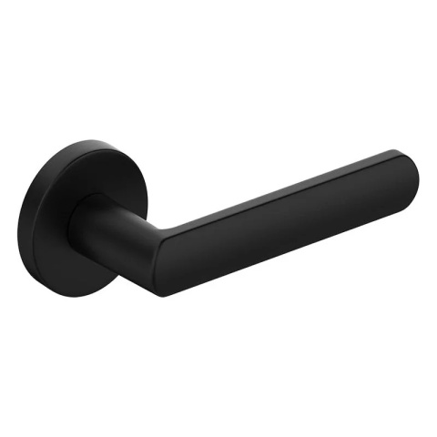 Klamka Icona R Slim czarna na rozecie okrągłej Corona