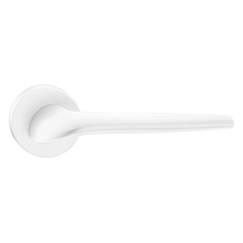 Klamka Soft biała na rozecie okrągłej Corona