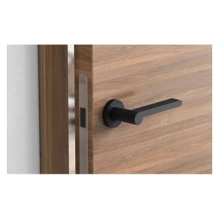 Klamka Pandora czarna na rozecie okrągłej Corona