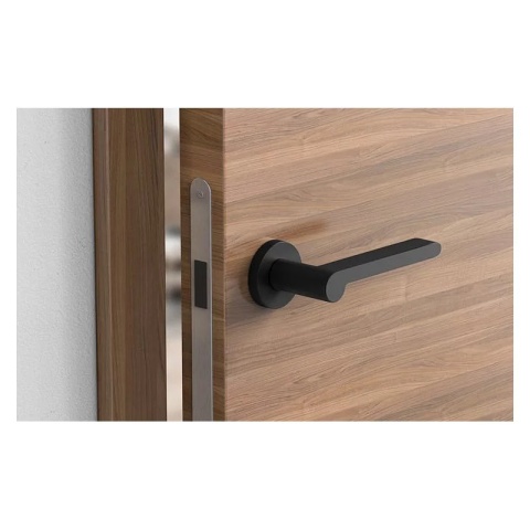 Klamka Pandora czarna na rozecie okrągłej Corona