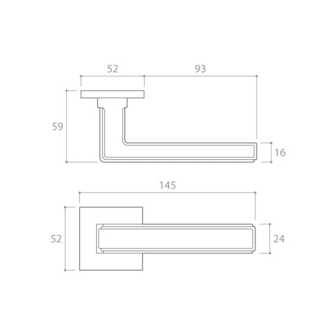 Klamka Royal Slim mosiądz błyszczący PVD na rozecie kwadratowej Corona