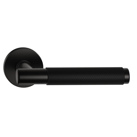 Klamka Time Slim czarna na rozecie okrągłej Corona