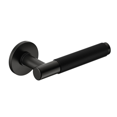 Klamka Time Slim czarna na rozecie okrągłej Corona