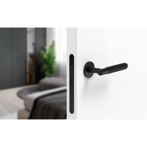 Klamka Time Slim czarna na rozecie okrągłej Corona