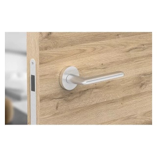 Klamka Spark chrom szczotkowany na rozecie okrągłej Corona