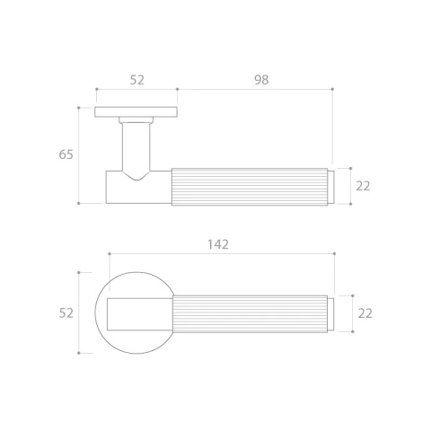 Klamka Time Linear Slim mosiądz matowy na rozecie okrągłej Corona
