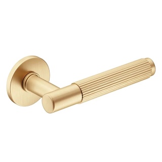 Klamka Time Linear Slim mosiądz matowy na rozecie okrągłej Corona