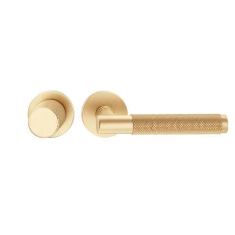 Klamko Gałka Time R Slim stała prawa mosiądz matowy na rozecie okrągłej Corona