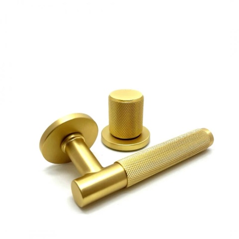 Klamko Gałka Time R Slim stała prawa mosiądz matowy na rozecie okrągłej Corona